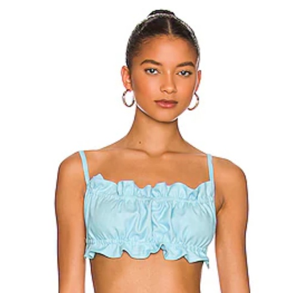 OW Collection Iris Tube Top Coral Blue Large Tie Back Large - Picture 1 of 7
